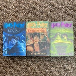 Set of three hardcover Harry Potter books JK Rowling excellent use condition